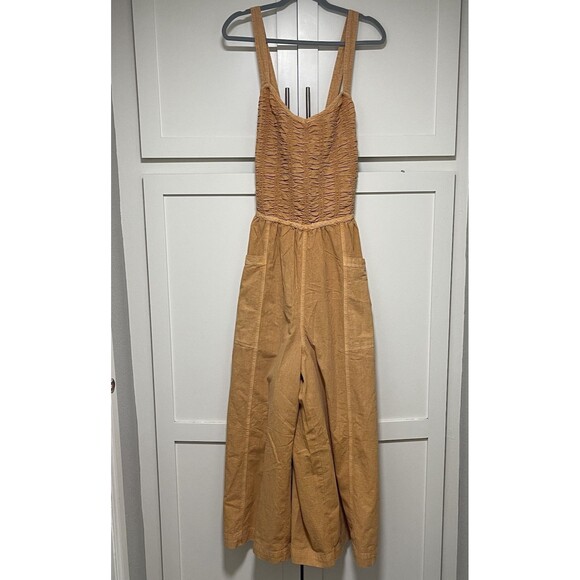 Free People Forever And Always Ruched One Piece Wide Leg Jumpsuit Size XL NWOT - Picture 8 of 13